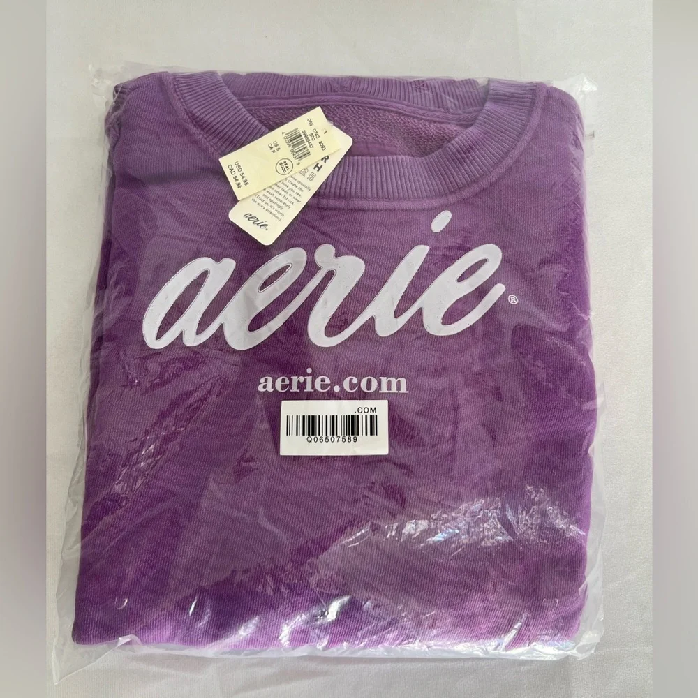 Aerie Chill Crew Sweatshirt Purple - Picture 3 of 7